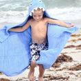 Load image into Gallery viewer, Blue Shark Hooded Towel for toddlers ages 2 to 8 years old