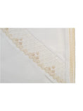 Load image into Gallery viewer, White and Ecru Pima Cotton Baby Blanket with Ecru Picot Edge