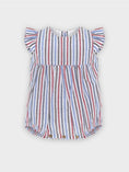 Load image into Gallery viewer, Striped Navy and Red Bubble Romper