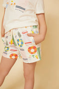 Load image into Gallery viewer, Recycled Cotton Beach Print Cropped Shorts