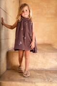 Load image into Gallery viewer, Brown Box Pleated Sleeveless Dress