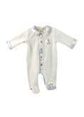 Load image into Gallery viewer, Toile Collared Velour Babygrow