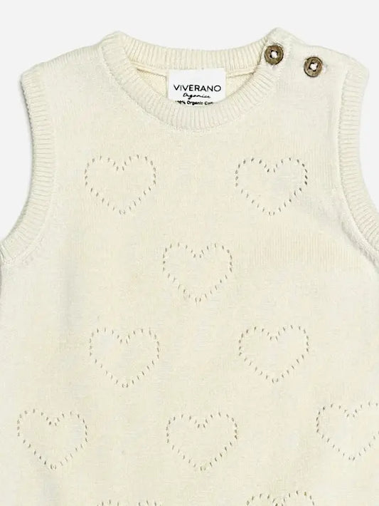 Hearts Pointelle Jacquard Knit Baby Romper