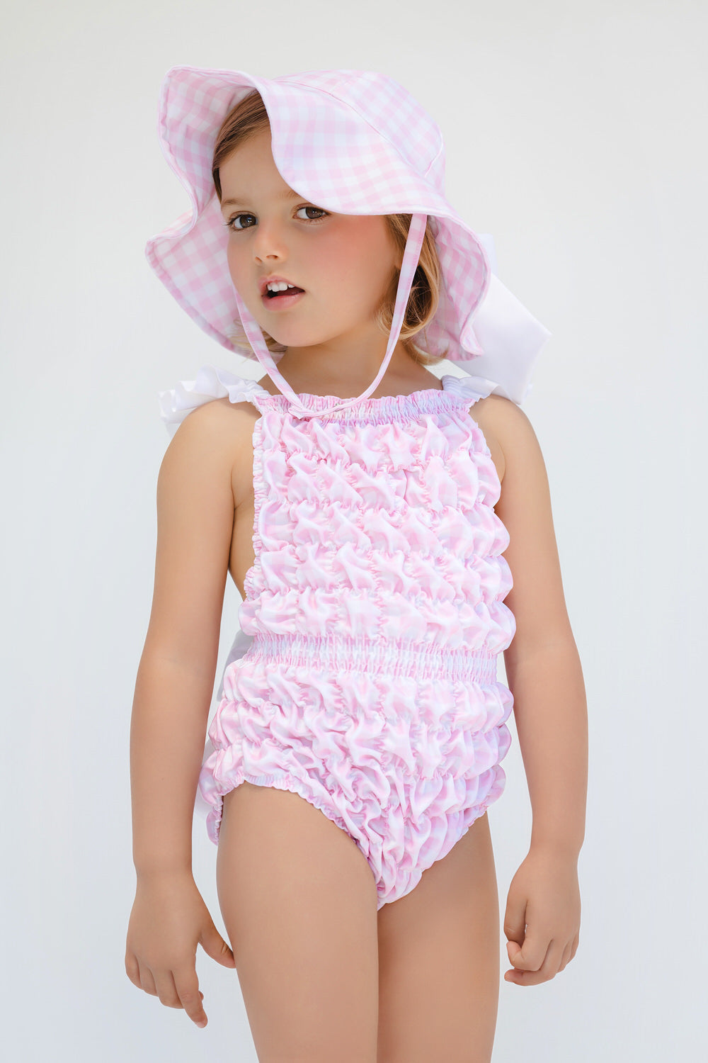 Gingham Pink Frilled Swimsuit