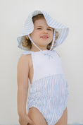Load image into Gallery viewer, Stripes Blue Frilled Swimsuit
