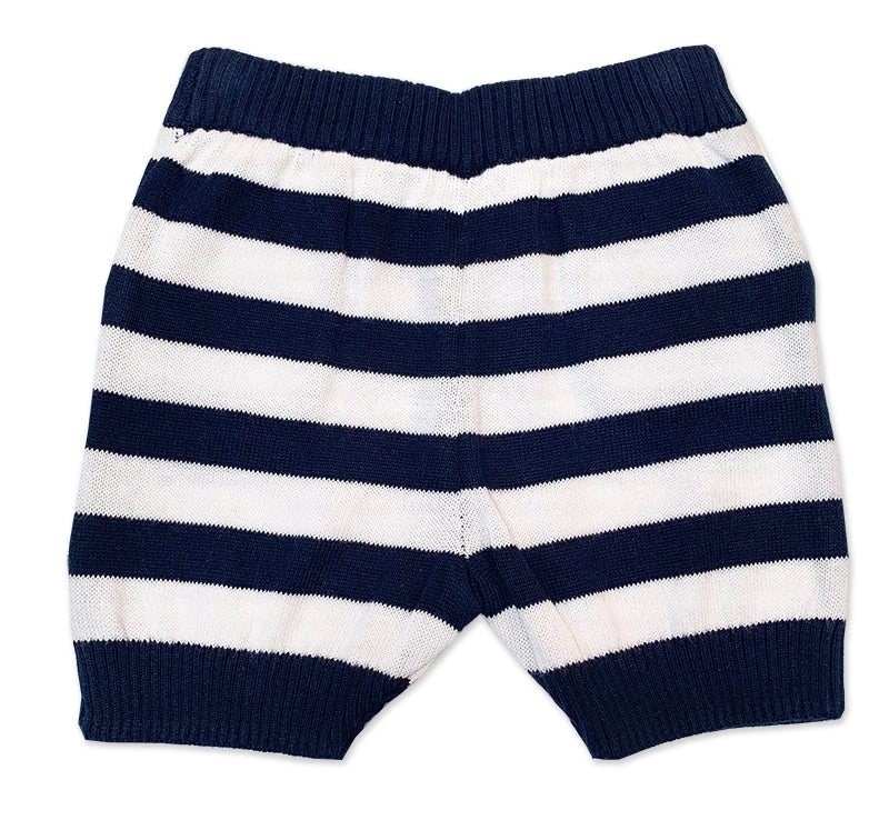 Venice Knit Navy Blue Pocket Baby Shorts