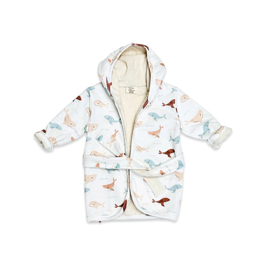 Whales Hooded Baby Bathrobe