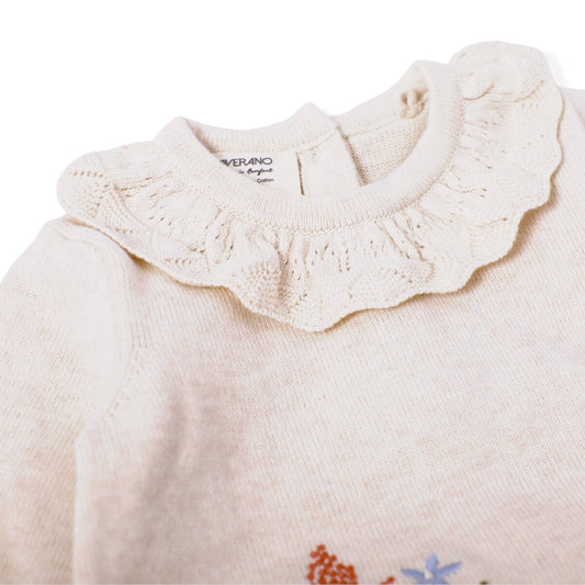 Hedgehog & Pointelle Collar Sweater Pullover