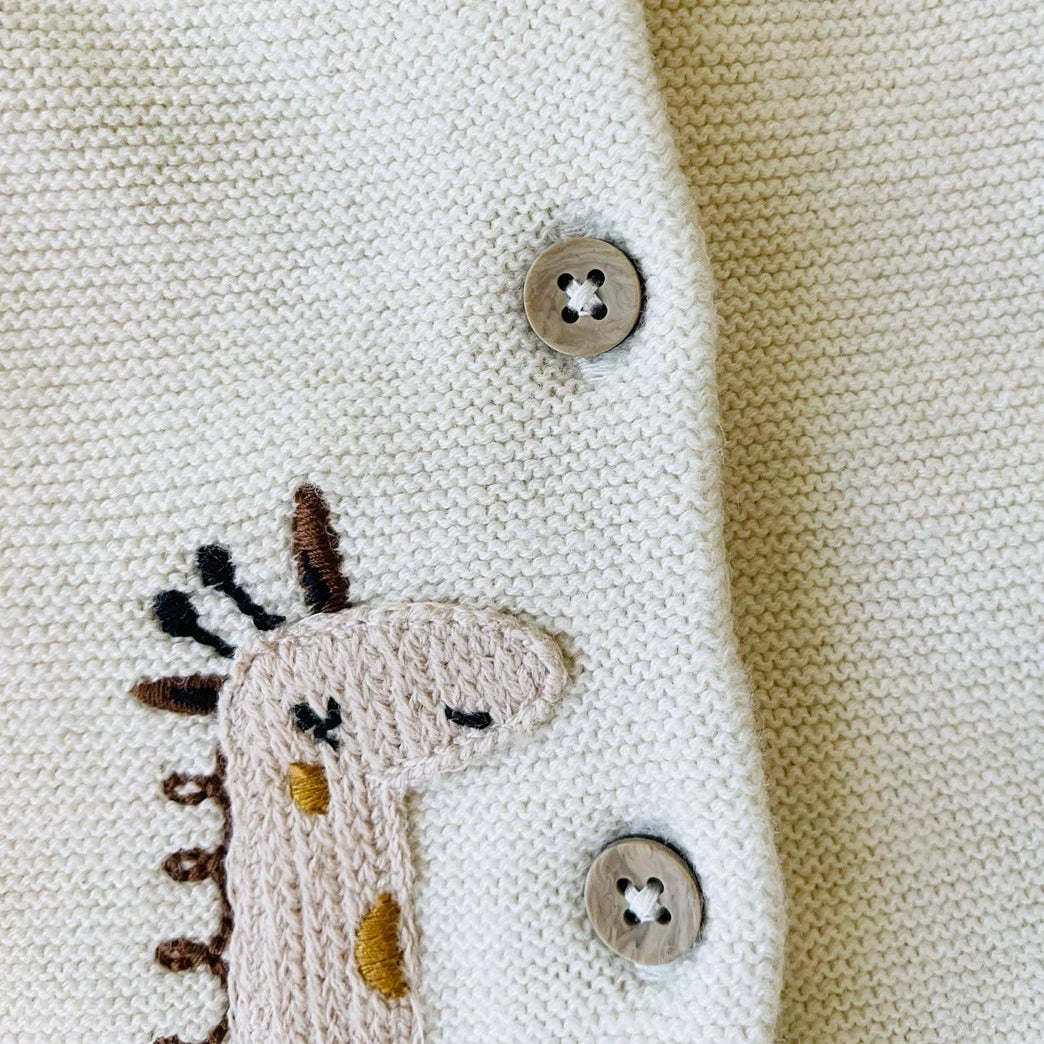 Animal Safari Embroidered Baby Cardigan Sweater