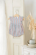 Load image into Gallery viewer, Striped Navy and Red Bubble Romper
