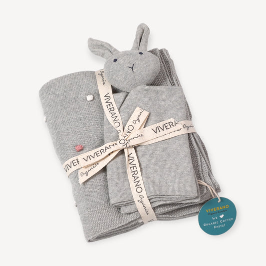 Bobble Knit Baby Blanket & Lovey Gift SET