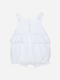 Load image into Gallery viewer, White Piquet Overall With Frills and Bows
