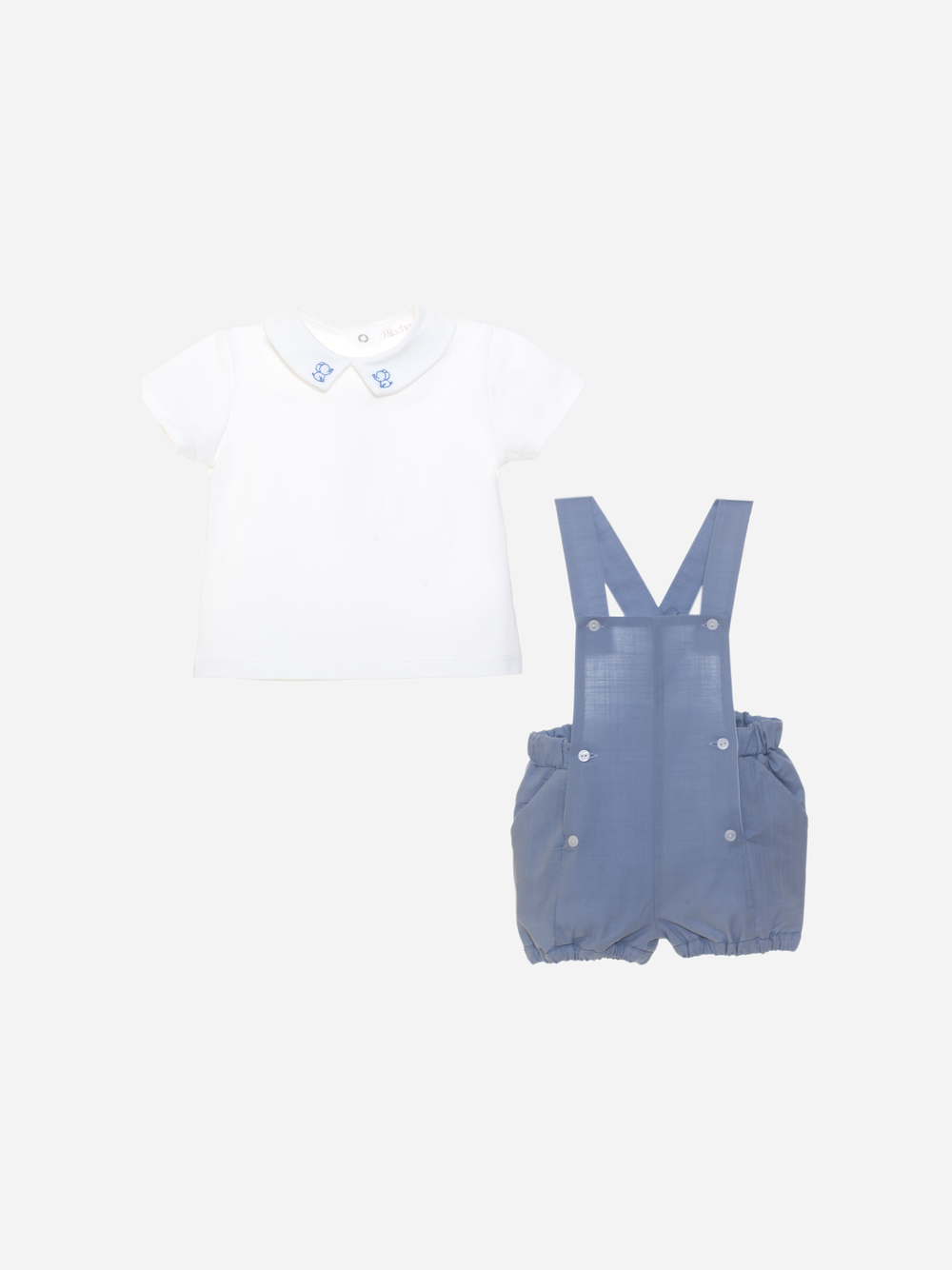 Elephant Embroidery Collar and Dungaree Set