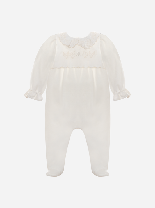 Ecru Velour Babygrow