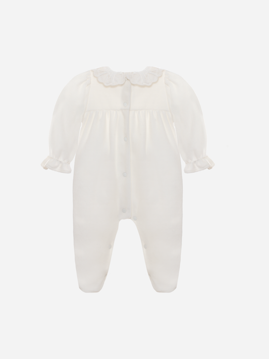 Ecru Velour Babygrow