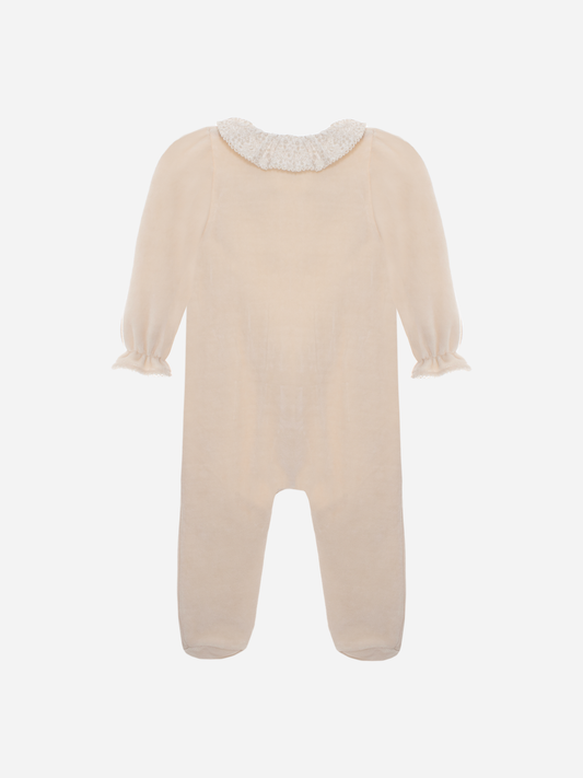 Beige Velour Babygrow