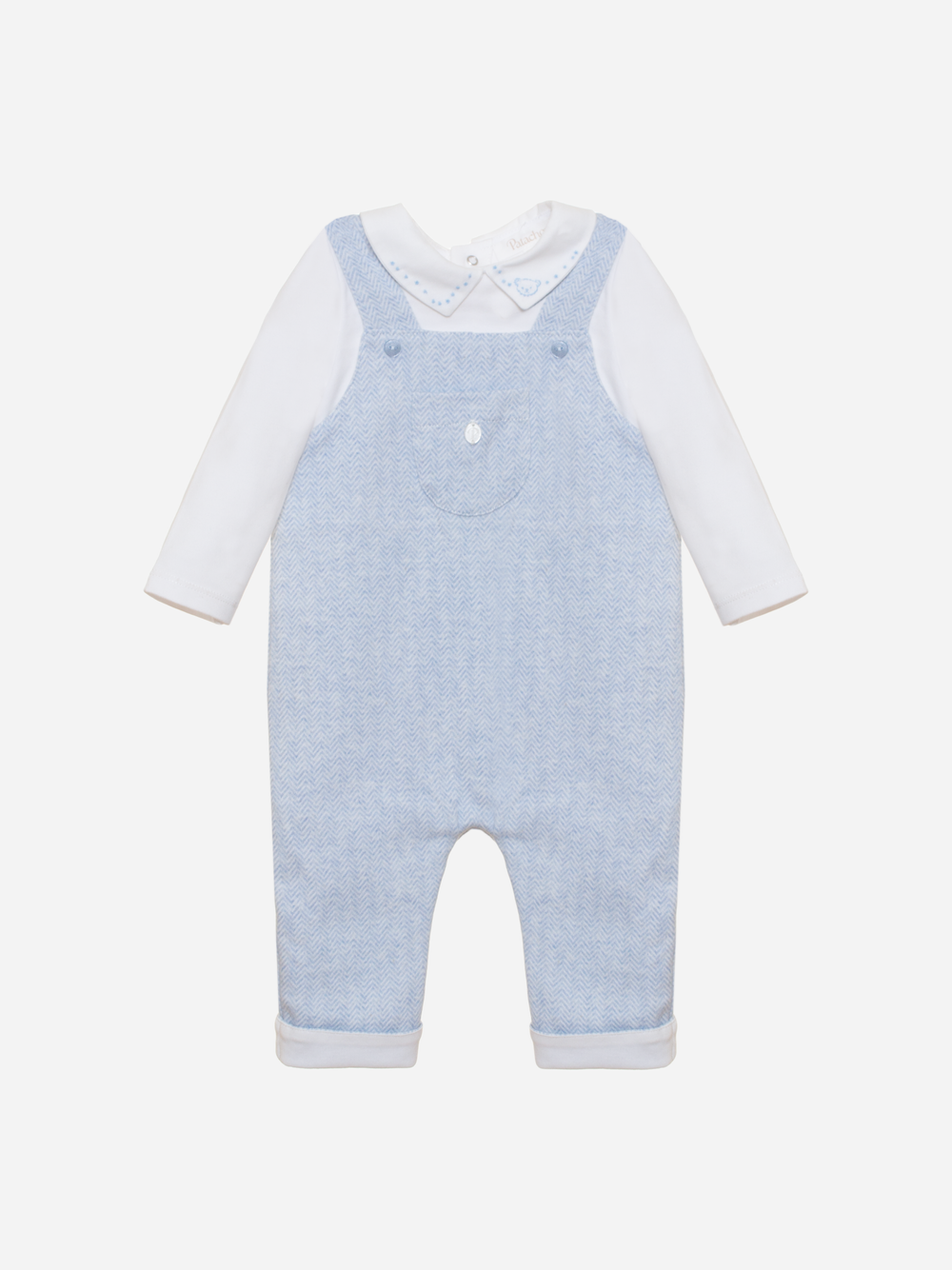 Blue Overall Romper with Collared Top