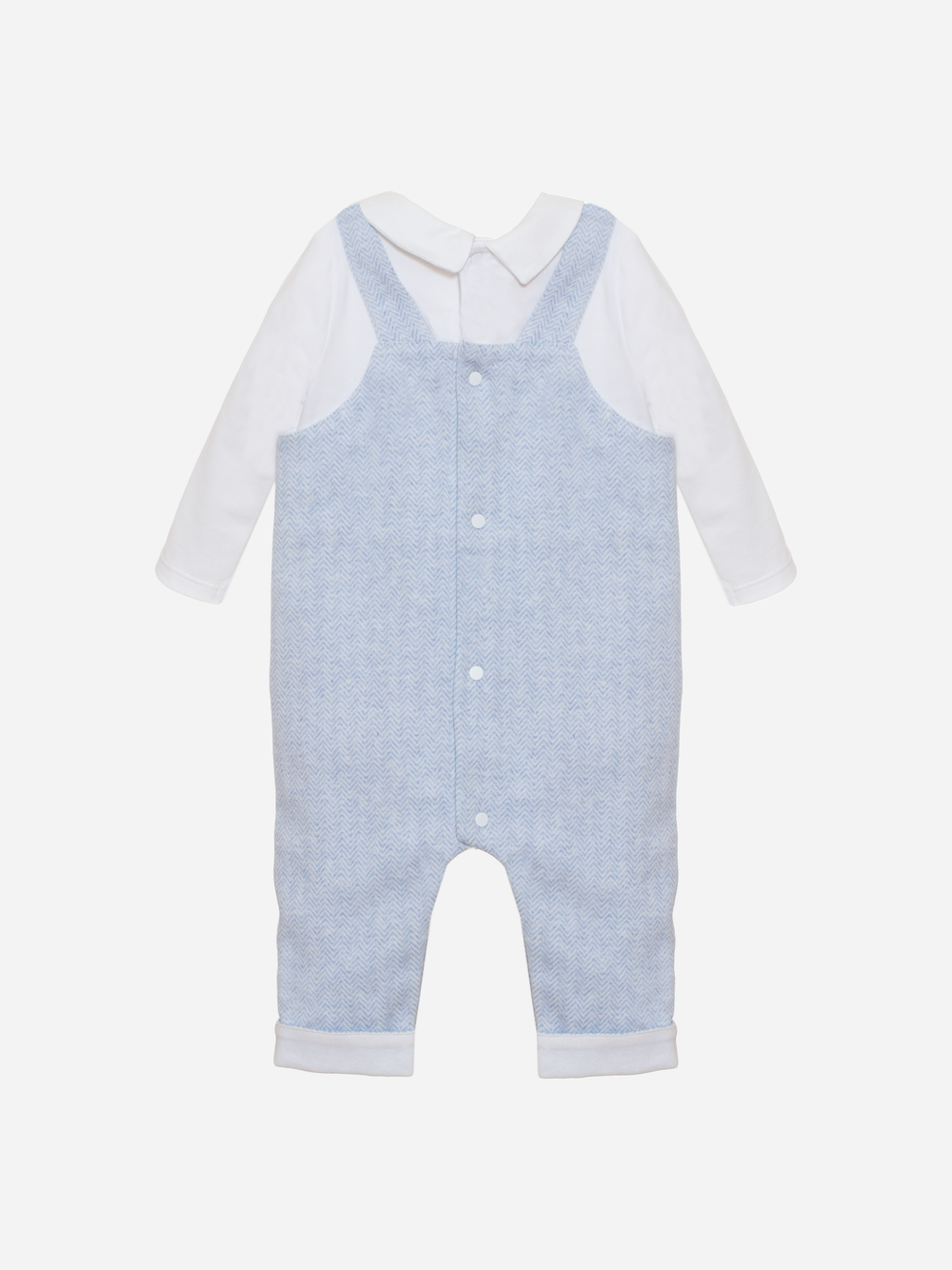 Blue Overall Romper with Collared Top