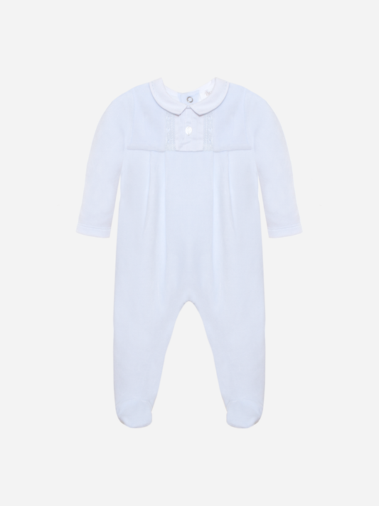 Light Blue Velour Babygrow