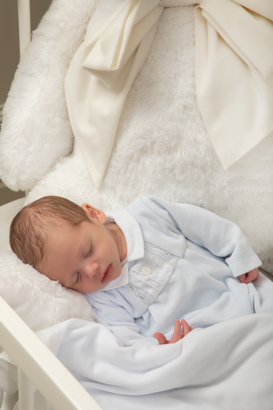 Light Blue Velour Babygrow