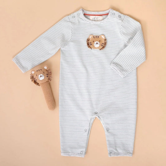 Crochet Tommy Tiger Teal Stripe Baby Romper