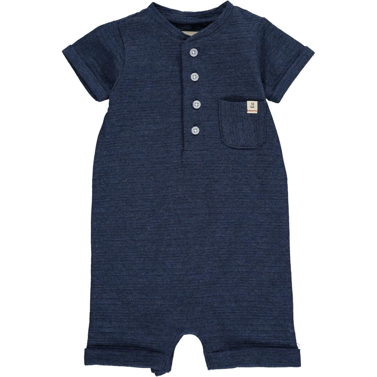 Navy Ribbed Henley Romper