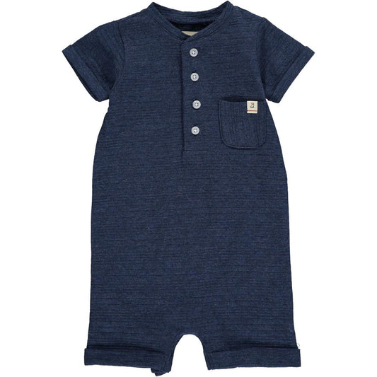 Navy Ribbed Henley Romper