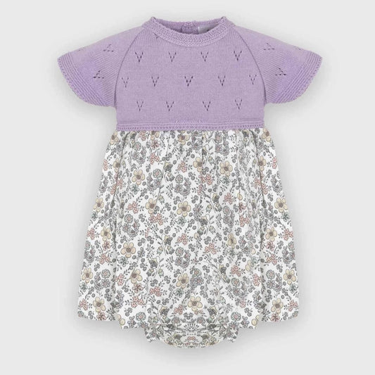 Set Dress+diaper Cover Lavender Flowers