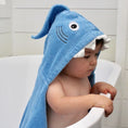 Load image into Gallery viewer, Blue Shark Hooded Towel for toddlers ages 2 to 8 years old
