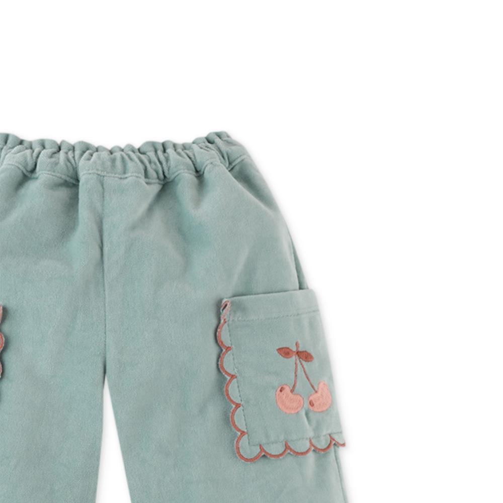 Pull on Cargo Pants with Cherry Embroidery