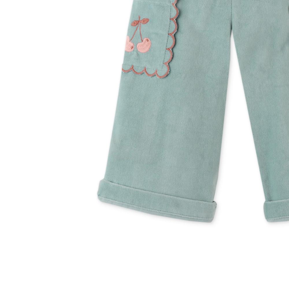 Pull on Cargo Pants with Cherry Embroidery