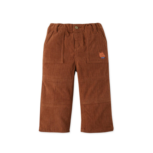 Corduroy Pants with Fox Embroidery