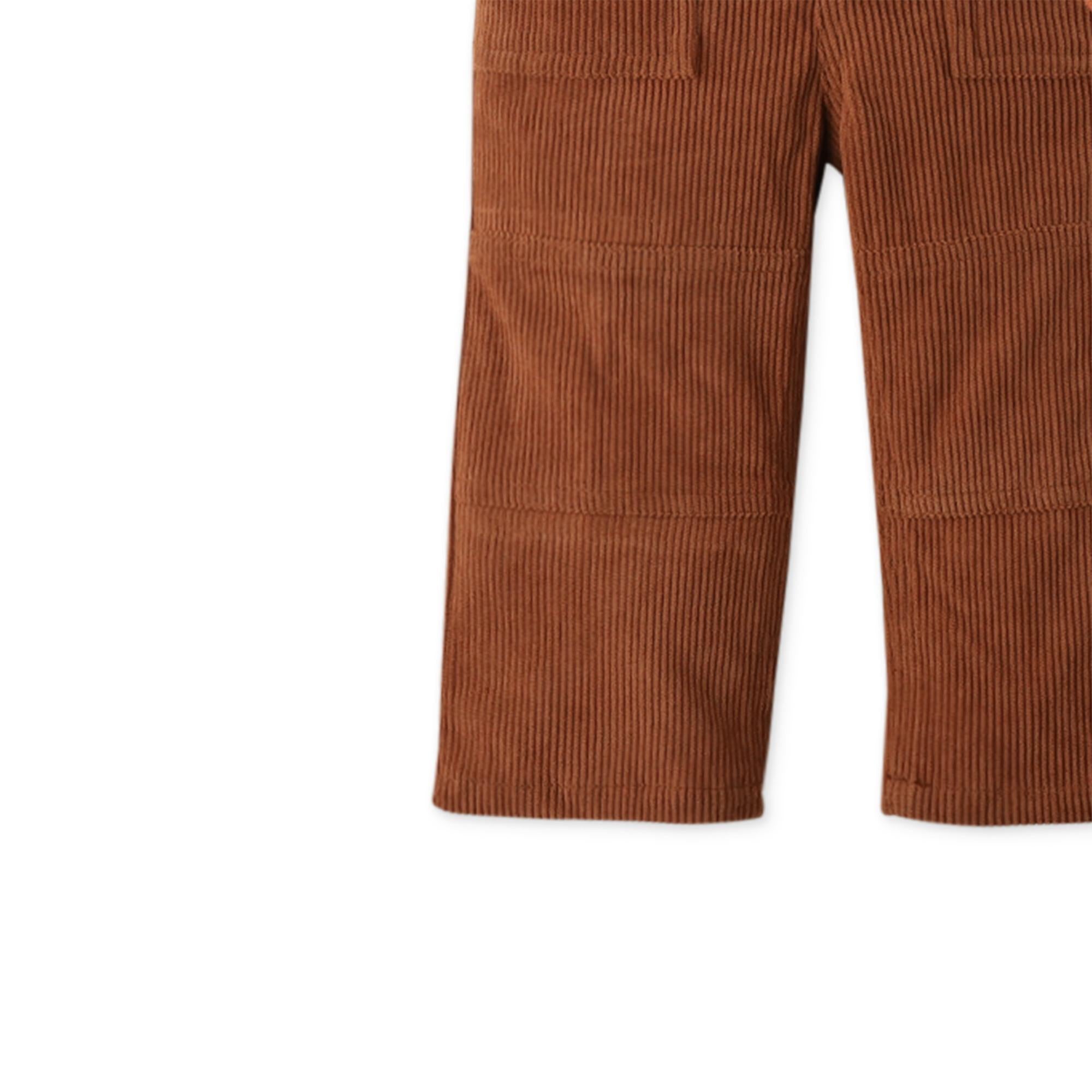 Corduroy Pants with Fox Embroidery