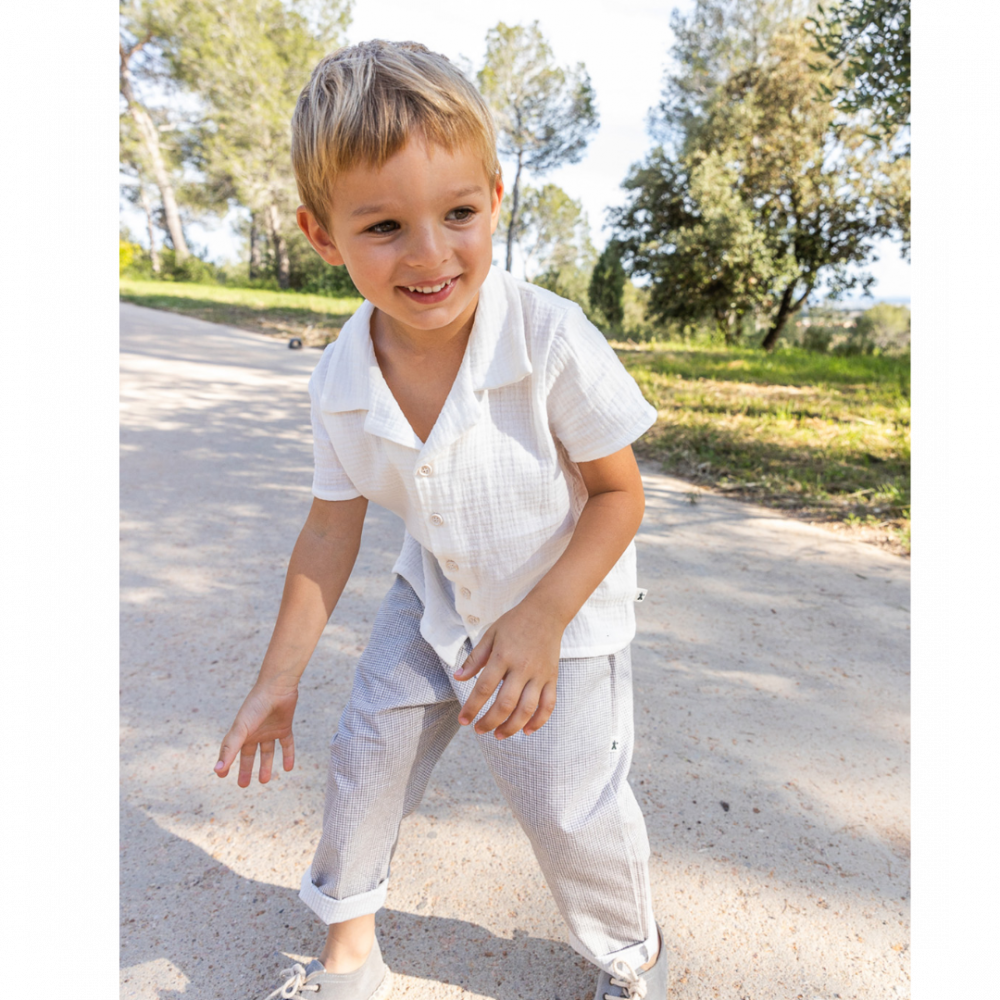 Elastic Waistband Button Trousers