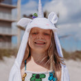 Load image into Gallery viewer, Unicorn Hooded Towel For Toddlers Ages 2 To 8 Years Old
