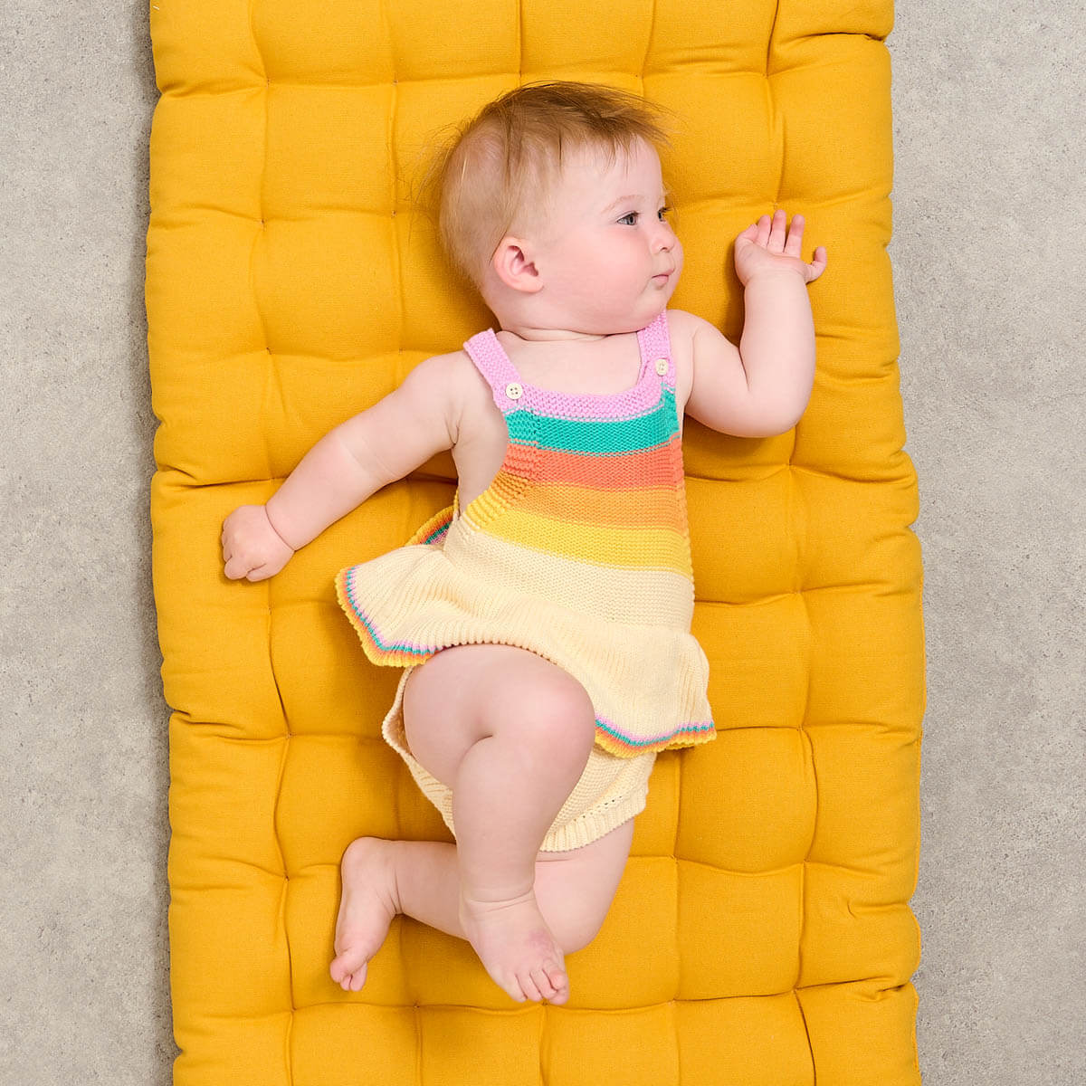 Bubble Frill Rainbow Stripe Romper