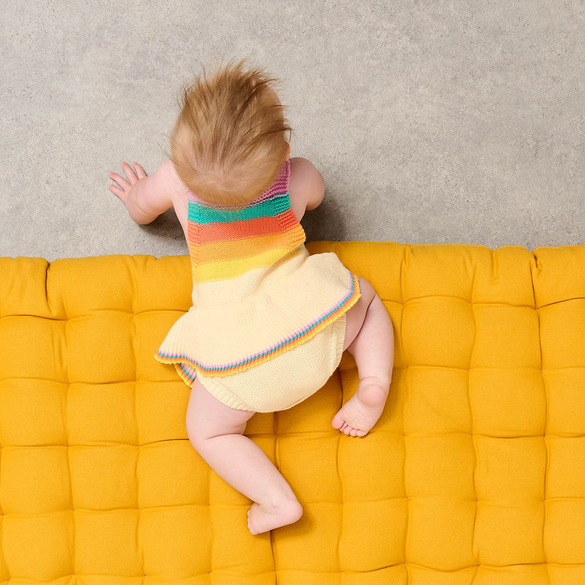 Bubble Frill Rainbow Stripe Romper