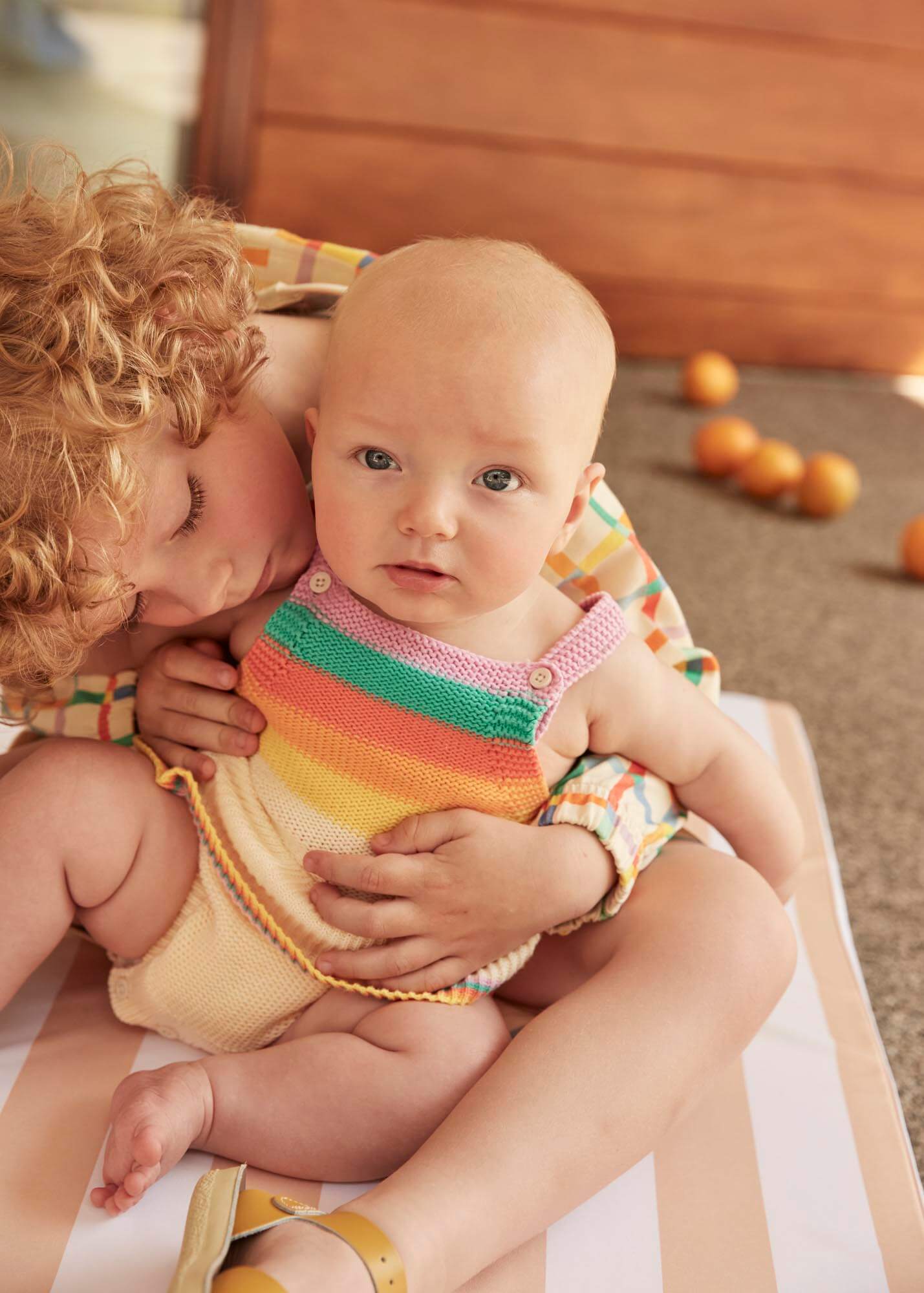 Bubble Frill Rainbow Stripe Romper