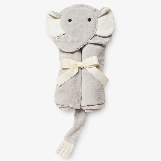 Gray Elephant Hooded Baby Bath Wrap