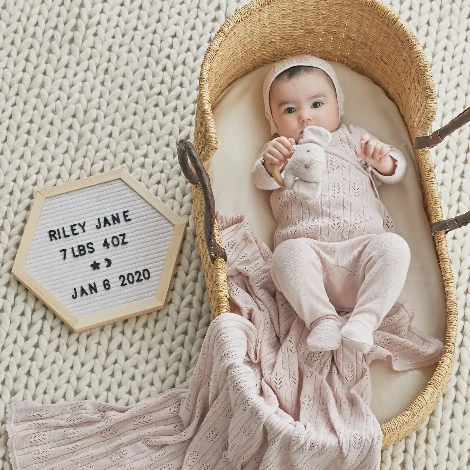 Blush Pink Baby Layette Set With Box