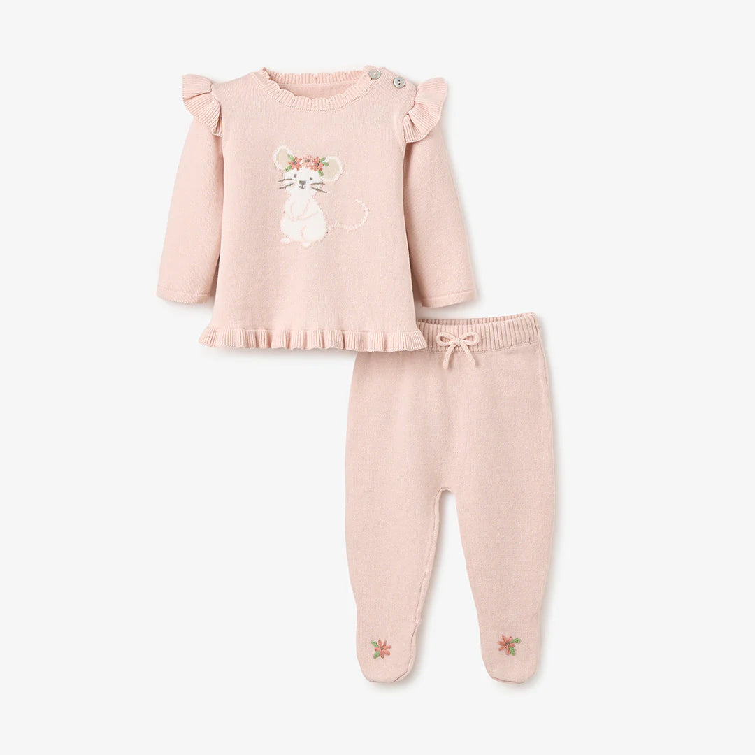 Meadow Mouse Sweater and Footed Pant Set