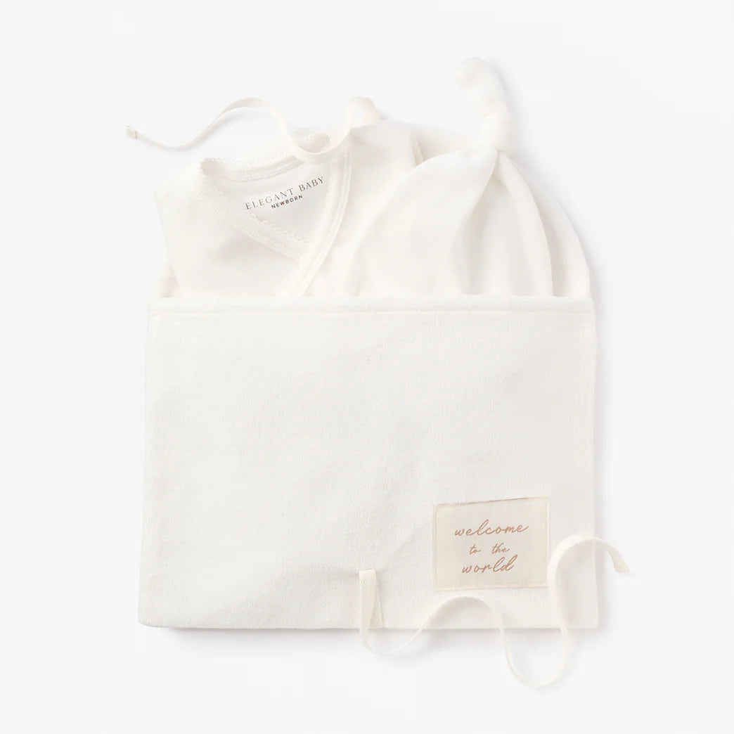 Whisper White Velour Welcome to the World Bag Set