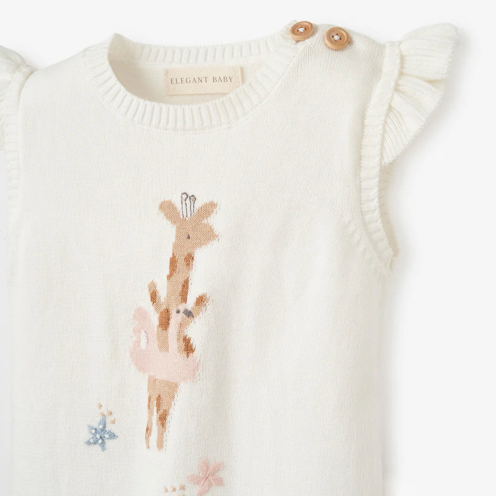 Giraffe Knit Pullover + Seaside Safari Organic Muslin Short Set