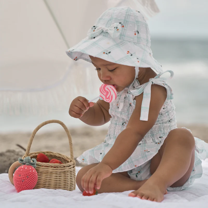 Cherry Picnic Swiss Dot Smocked Set