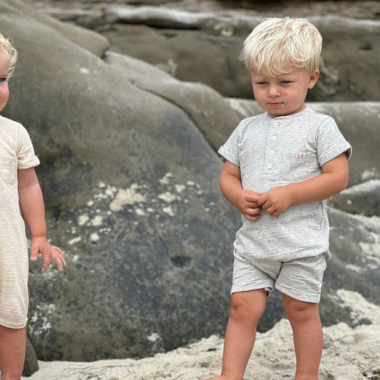 Grey Ribbed Henley Romper