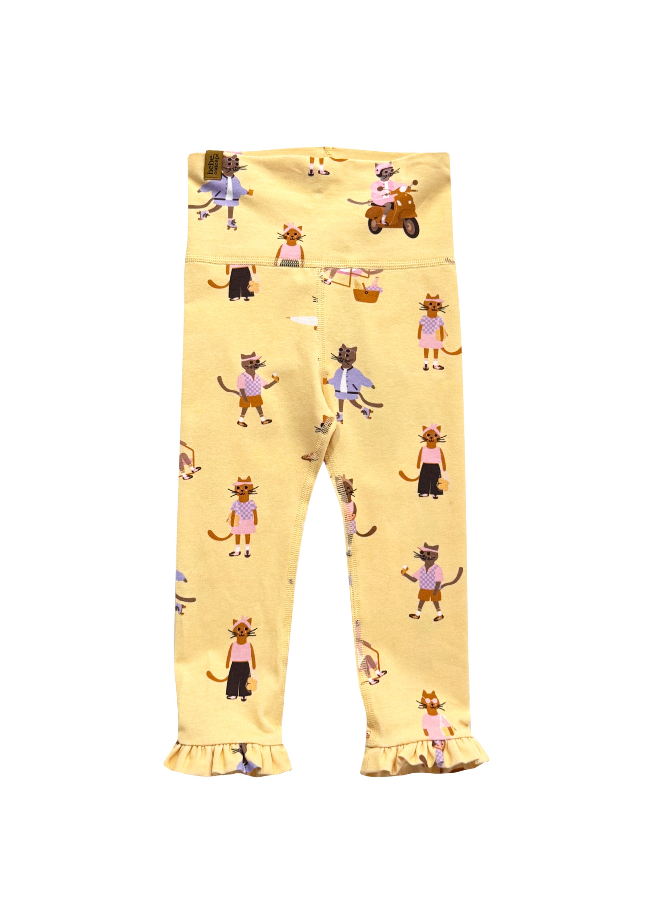 Leggings with Yellow Cat Print