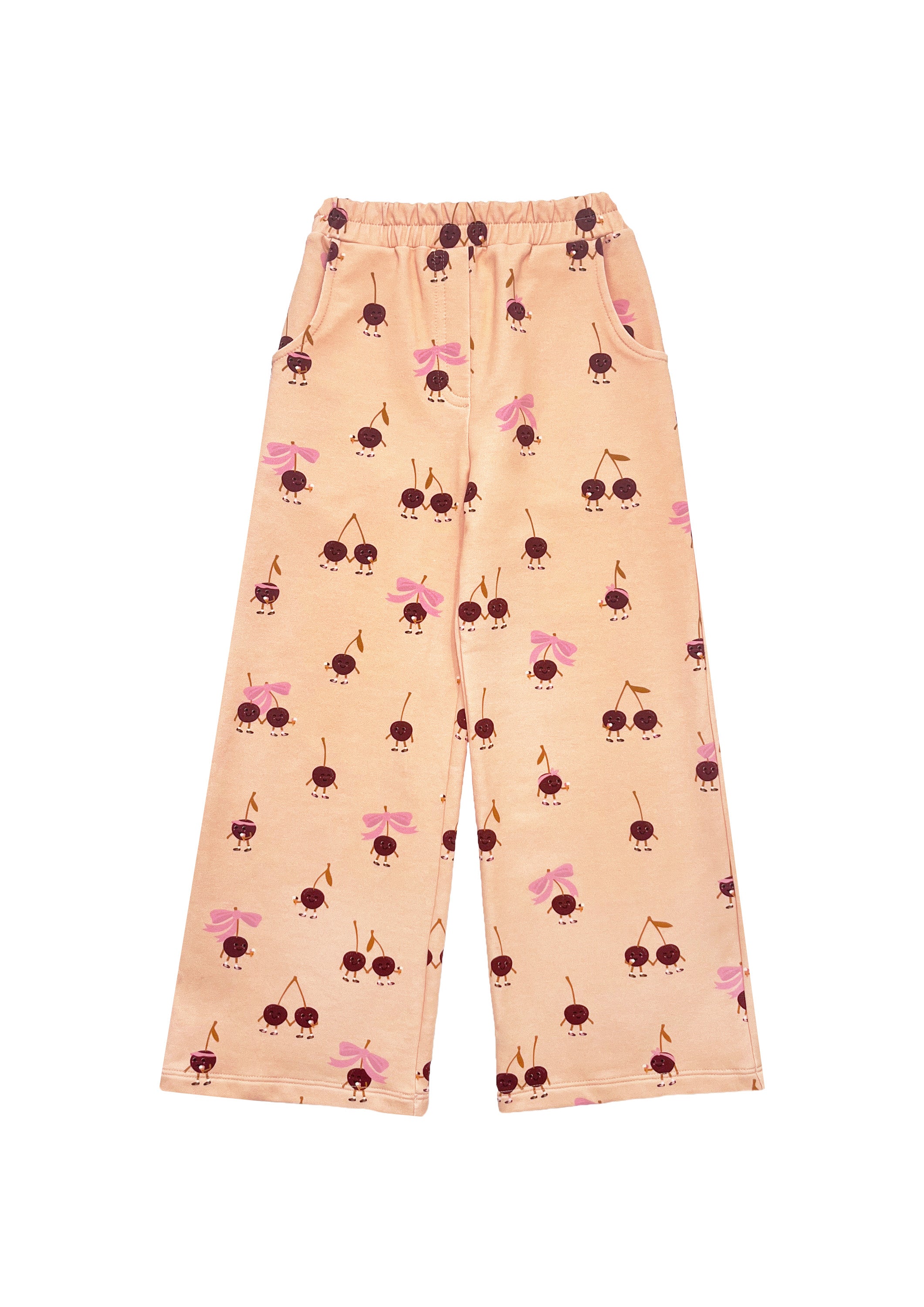 Wide Pants with Cherry Love Print