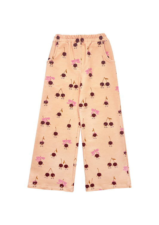 Wide Pants with Cherry Love Print