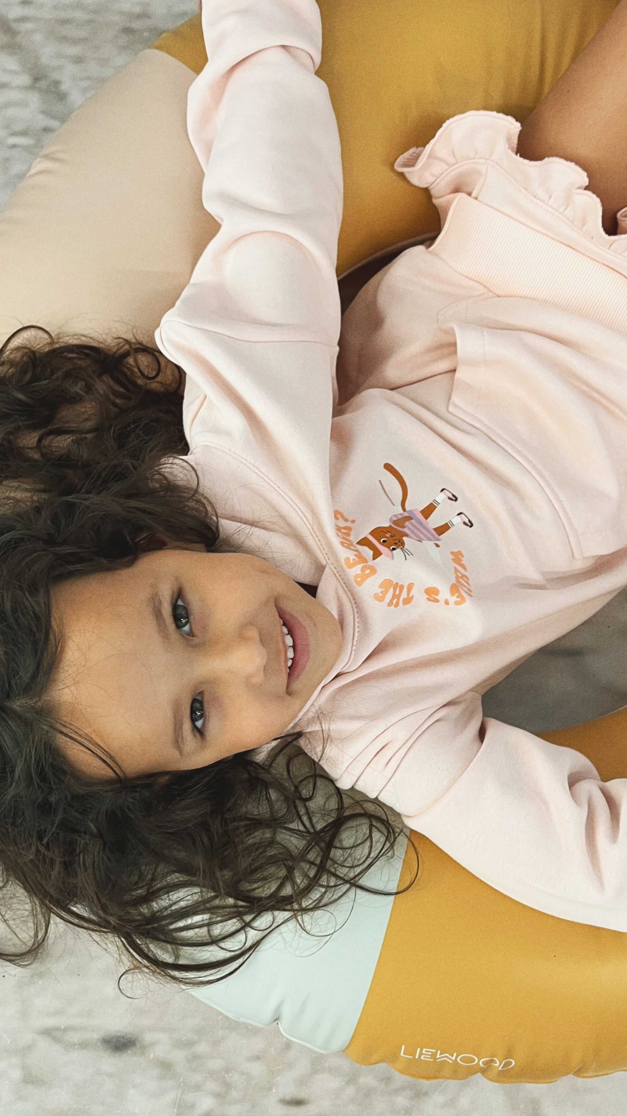 Light Pink Hoodie with Cat Print