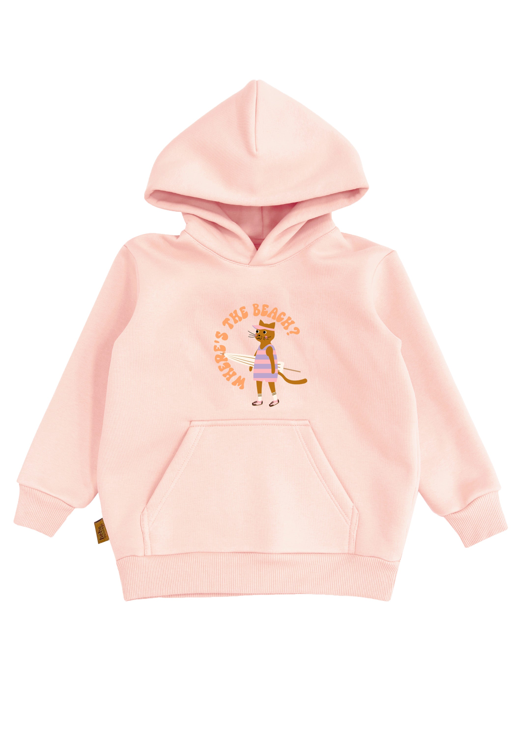 Light Pink Hoodie with Cat Print